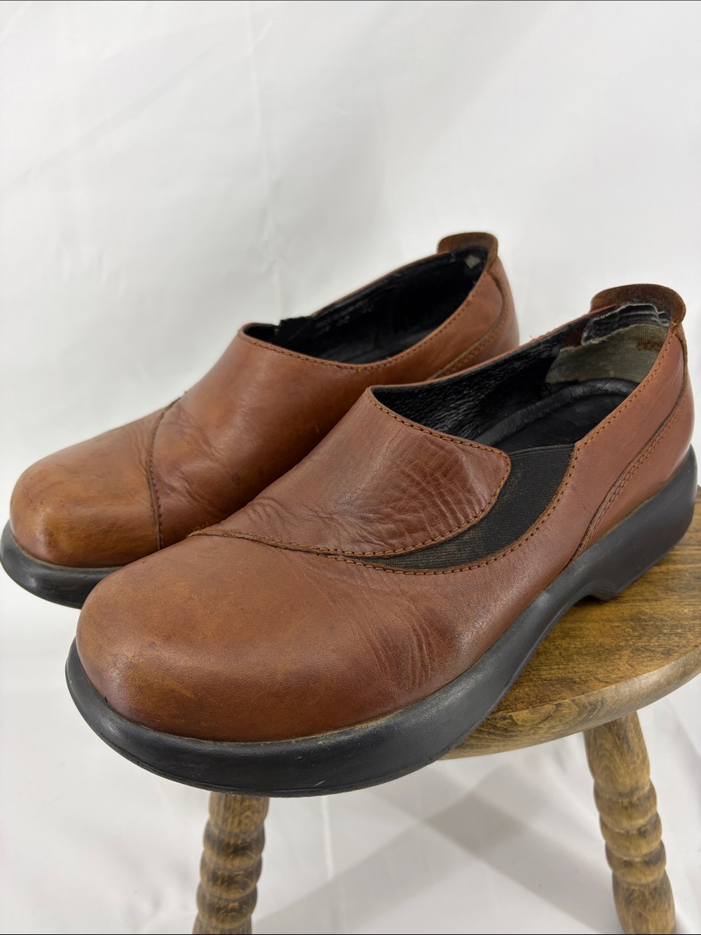 Dansko Brown Leather Chunky Y2K Comfort Slip-on Shoes, sz 40